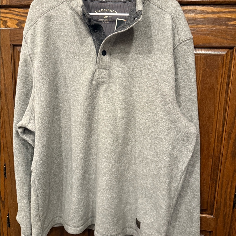 GH Bass Co 1/4 Snap Fleece NWT XL Heather Gray Men’s  Top Sweatshirt Shirt